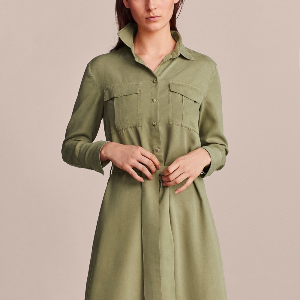 Massimo Dutti Green Shirt Dress